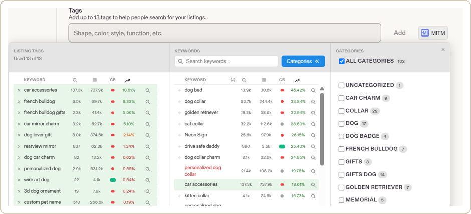 MI Tags Manager keyword workspace dialog
